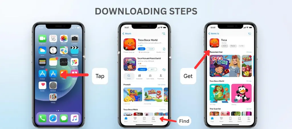 Downloading Steps of Toca Boca